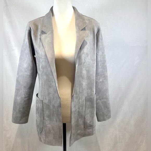 Light gray faux suede blazer jacket size small NWT - Picture 2 of 7